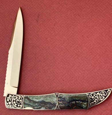 Harvey McBurnette Eagle Nest Engraved Lockback - 2