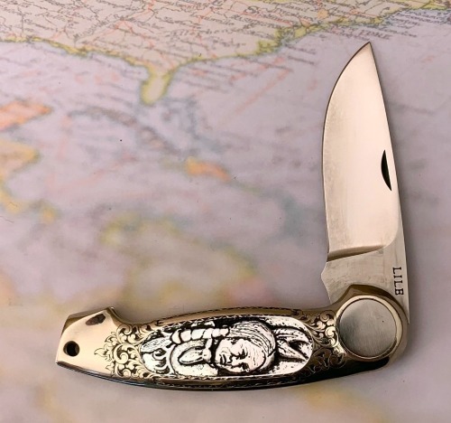 Jimmy Lile Engraved and Carved Pearl Button Lock