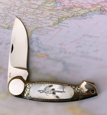 Jimmy Lile Engraved and Carved Pearl Button Lock - 2