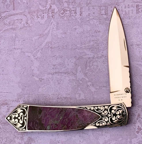 Harvey McBurnette Eagle Nest Engraved Lockback