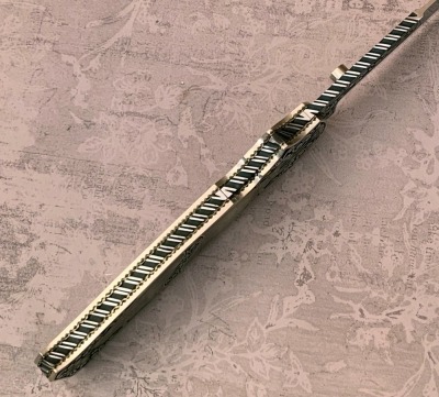 Harvey McBurnette Engraved Black Lip Pearl Lockback - 3