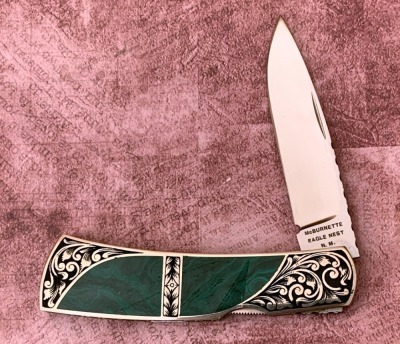 Harvey McBurnette Eagle Nest Engraved Malecite Lockback