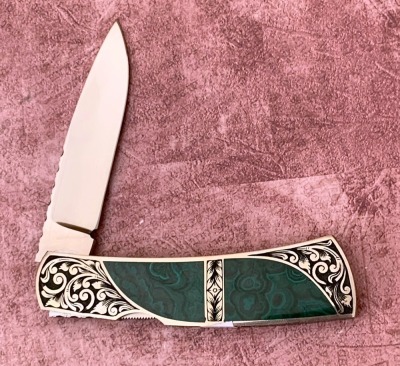 Harvey McBurnette Eagle Nest Engraved Malecite Lockback - 2