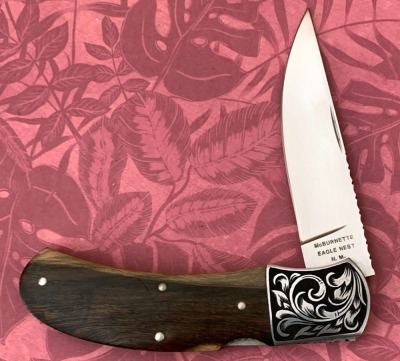 Harvey McBurnette Eagle Nest Engraved Lockback