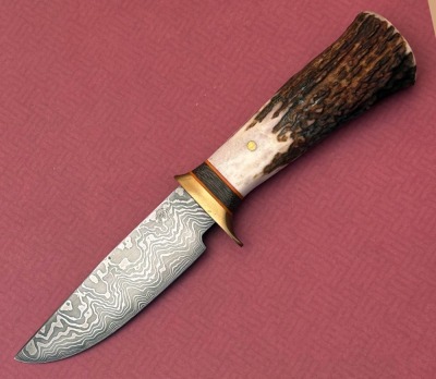M. Presnell Elk Damascus Drop Point
