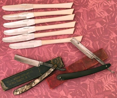 Cattaraugus Steak Knives and Straight Razor & a Fred Dolle Razor