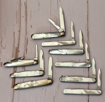Nine Pearl Folders: Keen Kutter, Sheffield, Cattaraugus, I*XL and LE&C