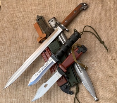 EJAB Bayonet, Aitor Jungle King II Survival, and an Unmarked Bayonet