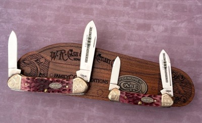 Case Family Traditions Mint Purple Bone Canoe Set in Canoe Shaped Wood Box