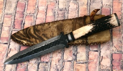 Daniel Winkler Hand Forged Damascus Stag Dagger