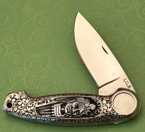 Jimmy Lile Engraved and Carved Pearl Button Lock