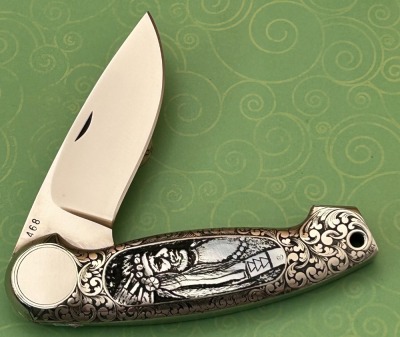 Jimmy Lile Engraved and Carved Pearl Button Lock - 2
