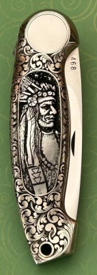 Jimmy Lile Engraved and Carved Pearl Button Lock - 4