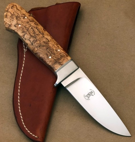 Russell Easler Burl Drop Point