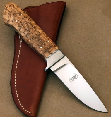 Russell Easler Burl Drop Point