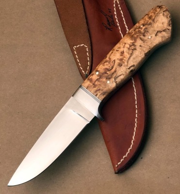 Russell Easler Burl Drop Point - 2