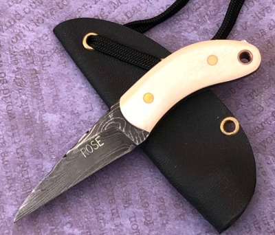 Phil Rose Damascus Neck Knife