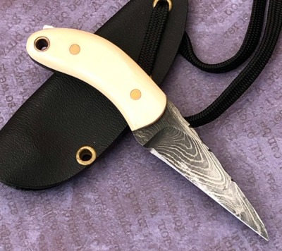 Phil Rose Damascus Neck Knife - 2