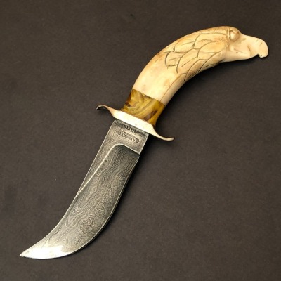 Robert Hinson & Son Columbus, GA Walrus Tooth Damascus Hunter
