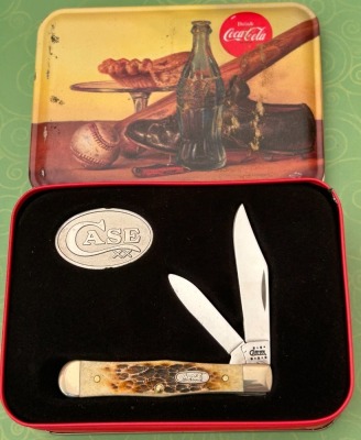 Case 6225-1/2ss Bone Coca Cola Coke Bottle in Tin