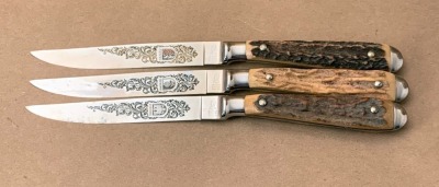 Three Othello Stag Steak Knives