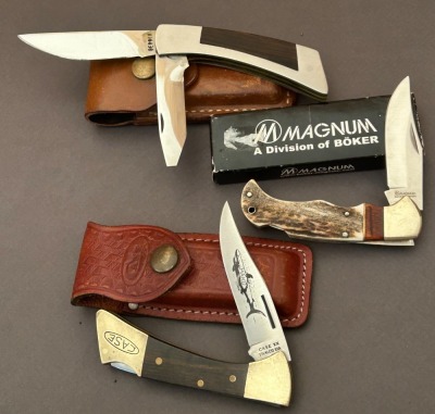 Three Folders: Boker Magnum, Gerber and Case Mako