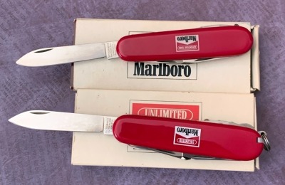 Two Victorinox Marlboro Swiss Army Knives