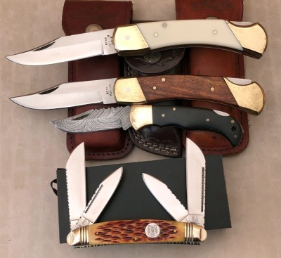 Bear Hunter, Rough Rider and a Damascus Lockback