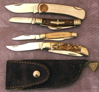 Four Folders, Elk Horn, Boker, Torel and a Small Stockman