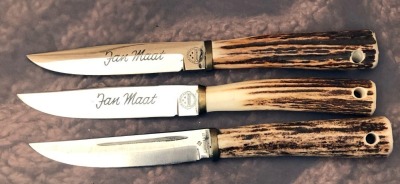 Three F. Herder Stag Steak Knives