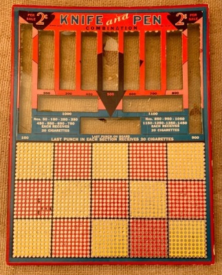 Knife and Pen Combination Punch Board