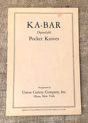 Reproduction of a 1925 Ka-Bar Catalog