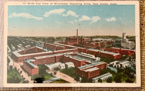 Winchester Repeating Arms Birds Eye View Postcard