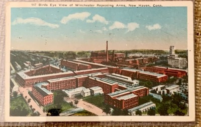 Winchester Repeating Arms Birds Eye View Postcard