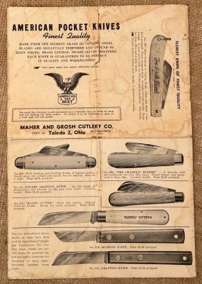 Maher and Grosh Cutlery Co Fold Out Catalog - 2