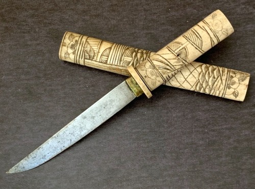 Japanese Relief Carved Bone Knife