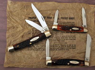 Three Case 70's dot bone knives
