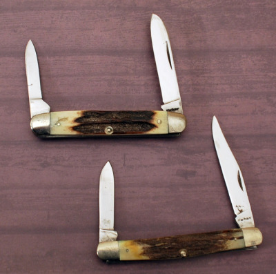 Two vintage stag Kabar knives