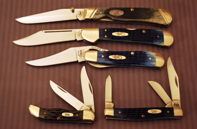Five Case bone handled knives