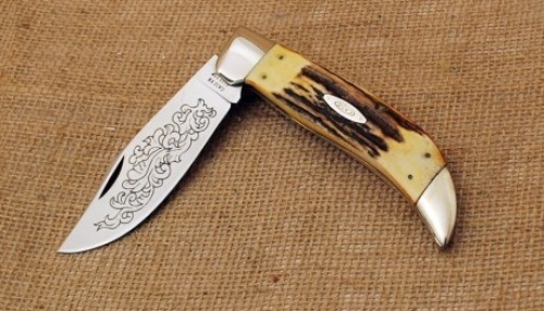 Blue Scroll Case clasp knife