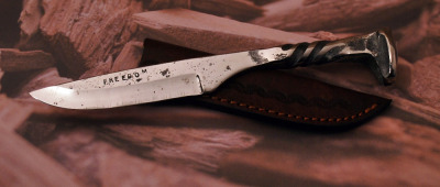 Twisted Railroad Spike handforged knife. - 2