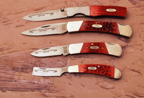 Four Red Bone Case Bicentennial Knives