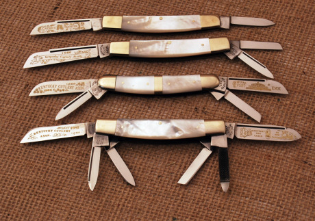 Four Pearl Fight'n Rooster knives for KY