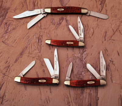 Four Centennial Case Red Bone knives
