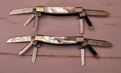 Pair of Six blade pearl Fight'n Rooster congress