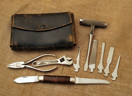 W. E. D & T Co., Utica NY leather cased tool kit