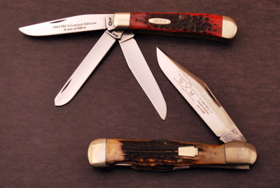 Three blade trapper and stag Schatt & Morgan lockback folding hunter 1994