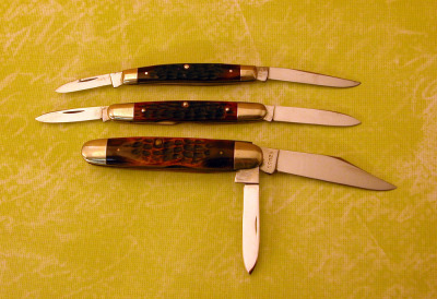 Three 70's Case bone knives - 2