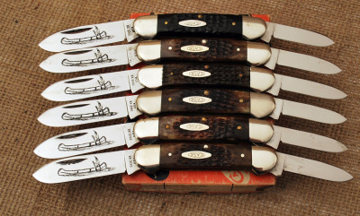 Half-Dozen bone Case Canoes in original box