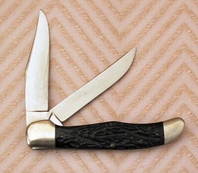 Case XX 2 blade flat ground Rough Black Folding Hunter - 2